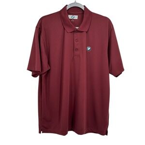 BMW Men's Golf Polo Shirt Burgundy Large Short Sleeve Logo Casual Top